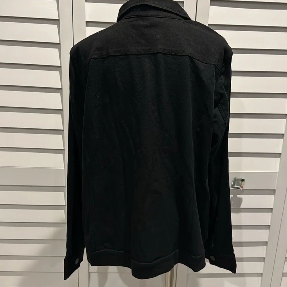 Belle by Kim Gravel NWOT Jacket in a combination of black denim/ Cotton Sleeves. - Picture 6 of 9